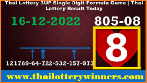 Thai Lottery Sure 3UP Single Digit Formula Game 16/12/2022