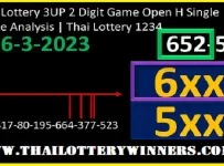 Thai Lottery 3UP 2 Digit Game Open H Single Game Analysis 16.3.2023