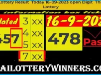 Thailand Lottery Result Today 3D HTF Total Cut Digit 16-9-2023