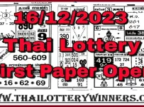 Thailand Lottery First Paper Bangkok Tips 16-December-2023