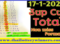 Thai Lottery 3up Cut Total Non Miss Formula 17th January 2024