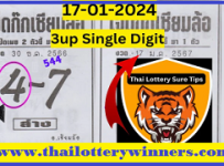 Thai Lottery 3up Single Digit Sure Tips 17/01/2024