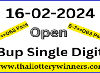 Thai Lottery 3up Single Digit Touch Formula 16-02-2024